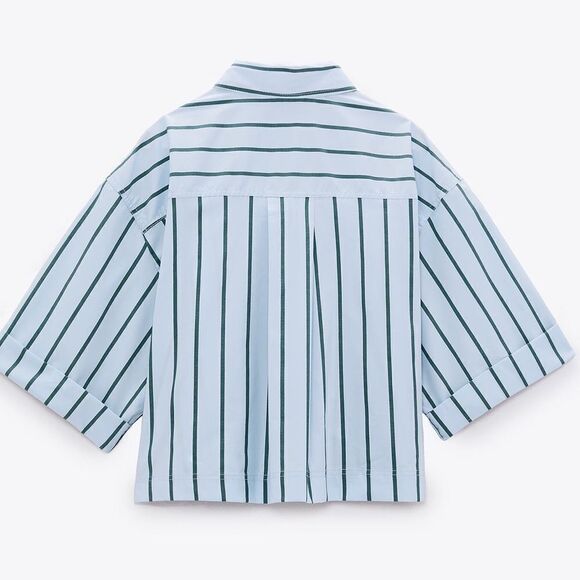 Zara STRIPED CROPPED SHIRT - Picture 4 of 6